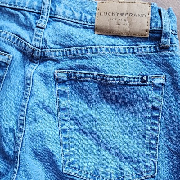 Lucky Brand High Rise Light Wash Destroyed Relaxed Taper Jeans Size 2/26 - Picture 15 of 16